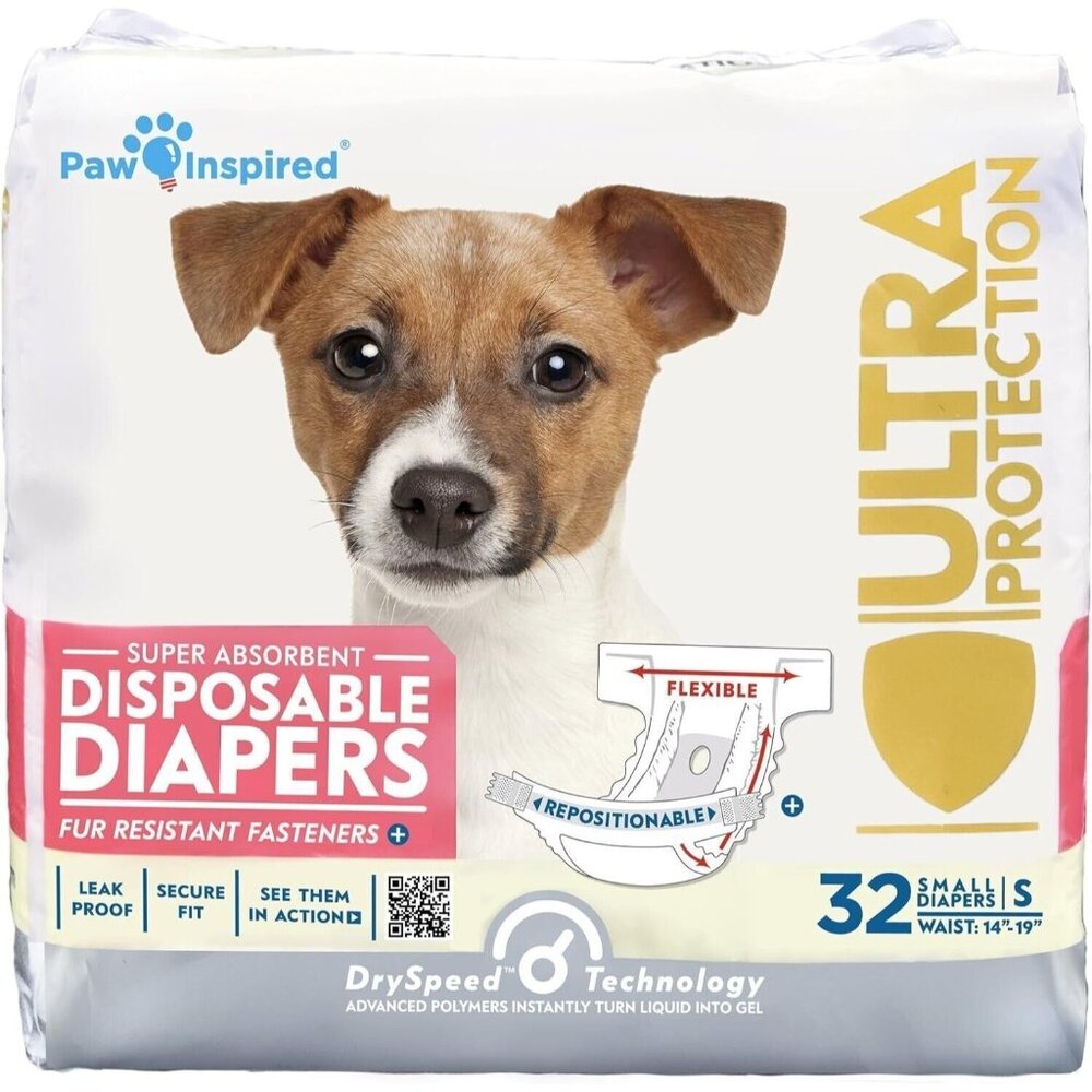 32 Paw Inspired Dog Diapers Female Disposable Puppy Dogs in Heat SMALL